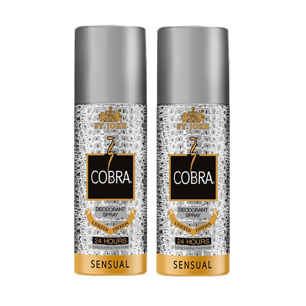 St. John Cobra Sensual 150ml*2 Long Lasting Deodorant Spray for Men 150 ml ( Pack of 2 )