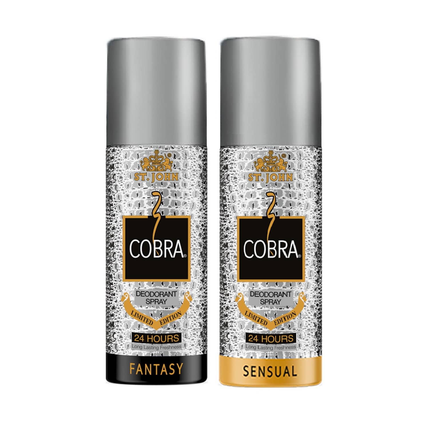 St. John Cobra Sensual & Fantasy 150ml Each Deodorant Spray for Men 150 ml ( Pack of 2 )