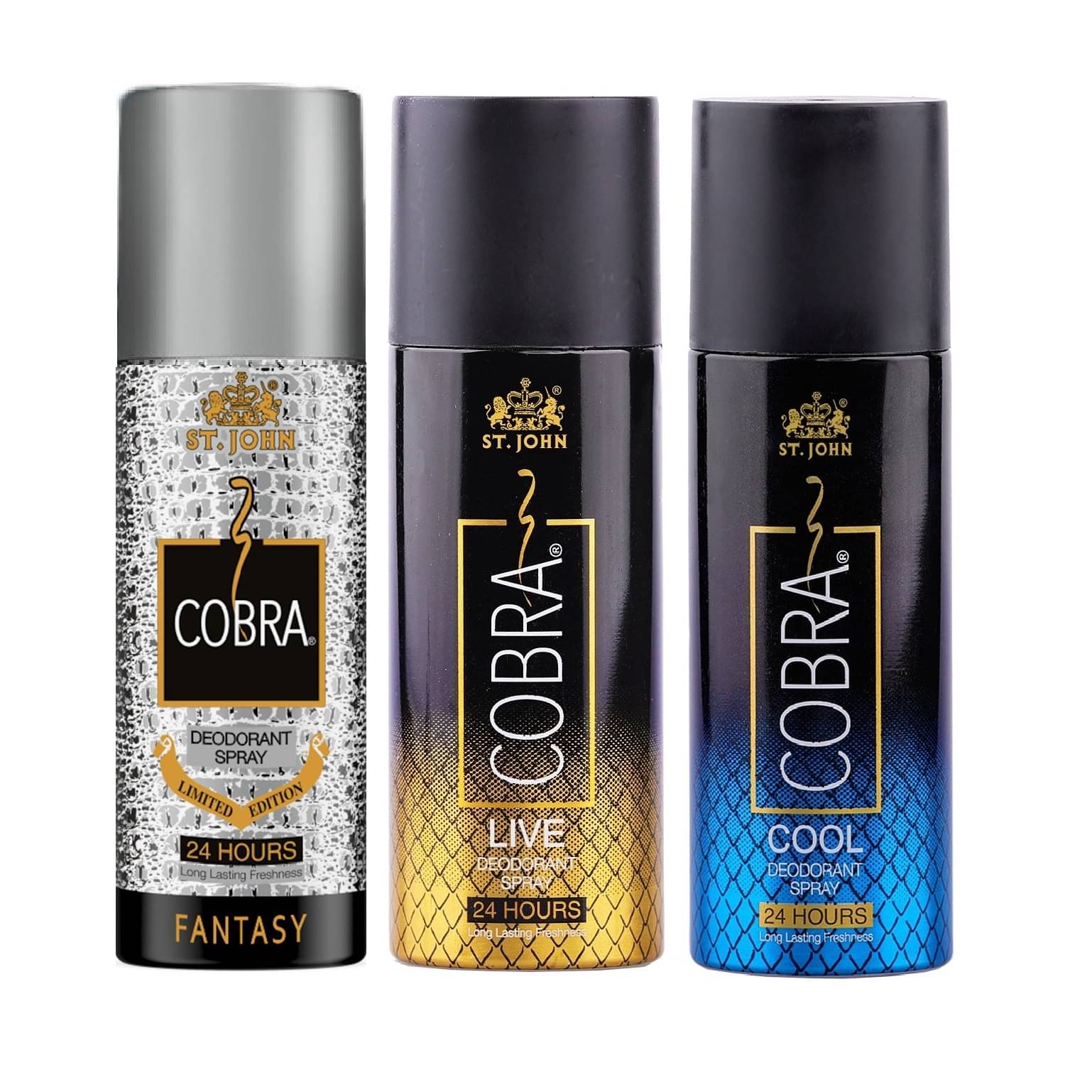    			St. John Fantasy,Live & Cool 150ml Each Deodorant Spray for Men 150 ml ( Pack of 3 )