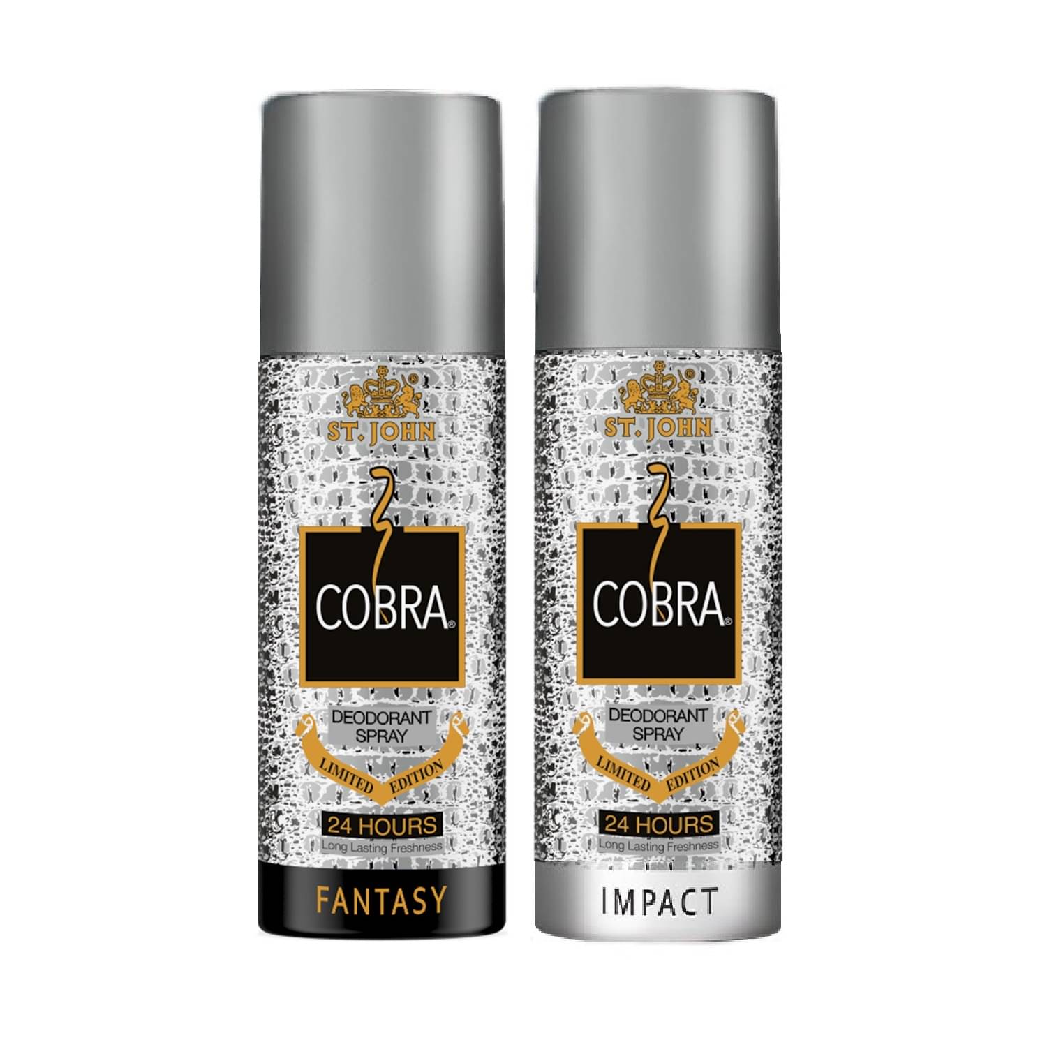 St. John Impact & Fantasy 150ml Each Long Lasting Deodorant Spray for Men 150 ml ( Pack of 2 ) St. John Impact & Fantasy 150ml Each Long Lasting Deodorant Spray for Men 150 ml ( Pack of 2 )