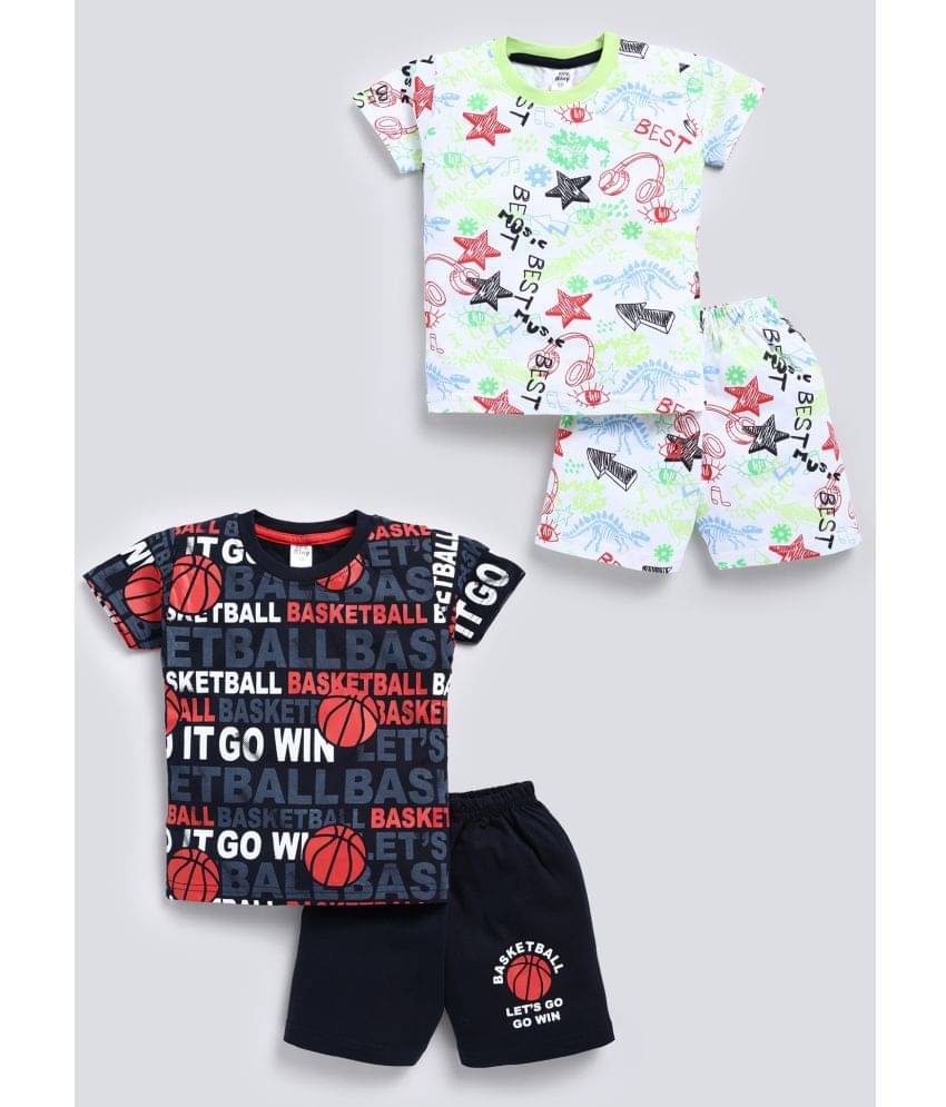     			TINY BINY Pack of 2 Boys Cotton T-Shirt & Shorts Set ( Multicolor )