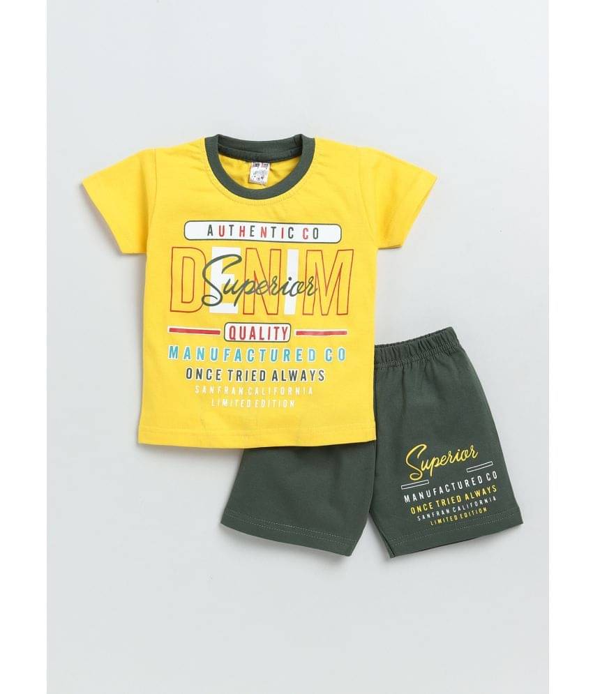     			TINY BINY Pack of 1 Boys Cotton T-Shirt & Shorts Set ( Yellow )