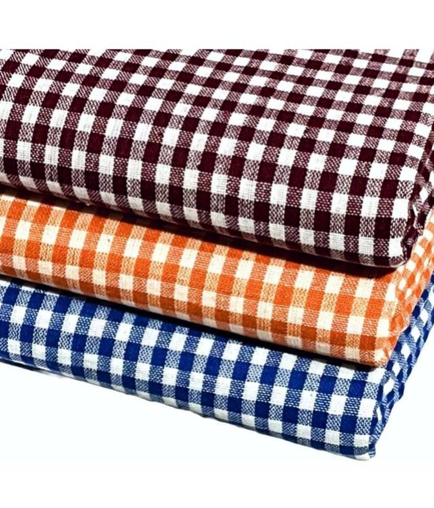     			Tahiro Cotton Checks Below 300 -GSM Bath Towel ( Pack of 3 ) - Multicolor