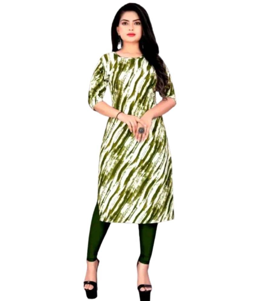     			VACHHARAJ GROUP Crepe Printed Straight Women's Kurti - Green ( Pack of 1 )