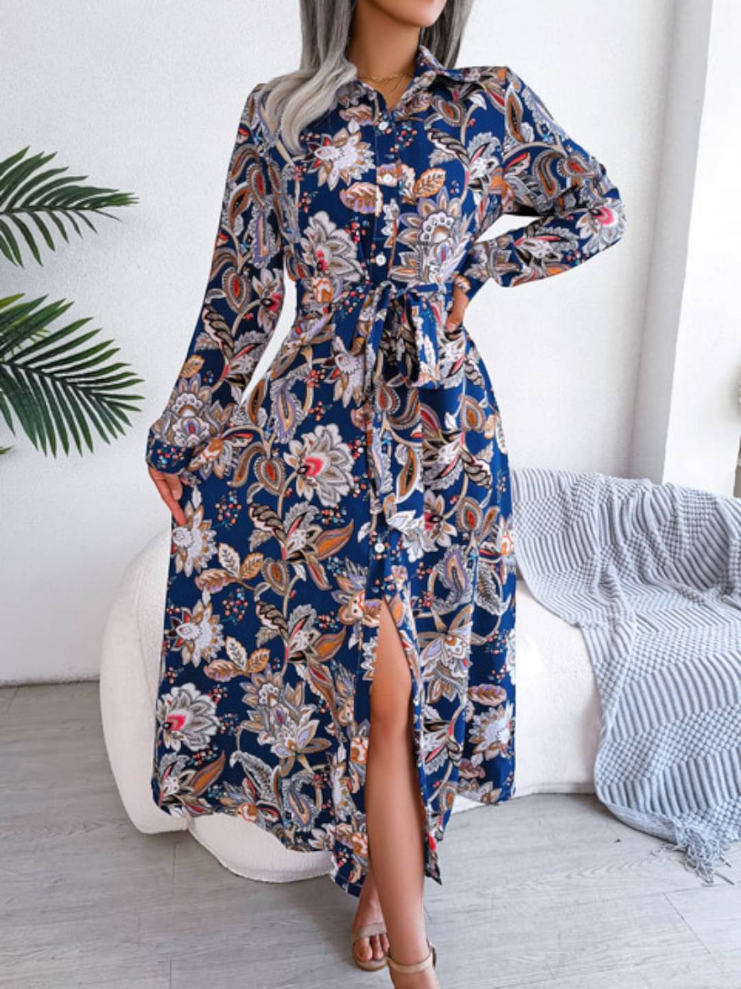     			gufrina Women Crepe Printed Fit & Flare Dress ( Blue )