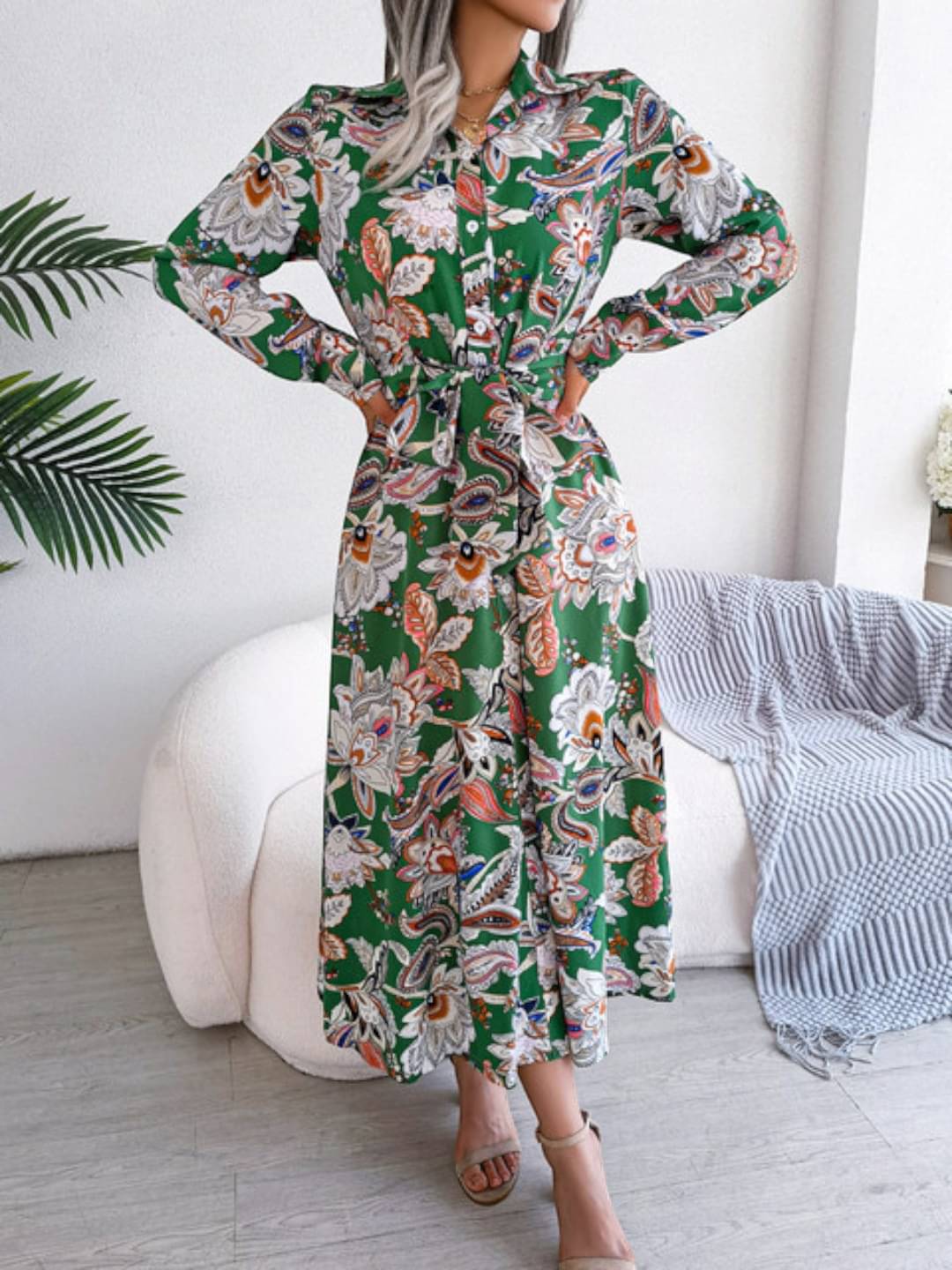 gufrina Women Crepe Printed Fit & Flare Dress ( Green ) gufrina Women Crepe Printed Fit & Flare Dress ( Green )