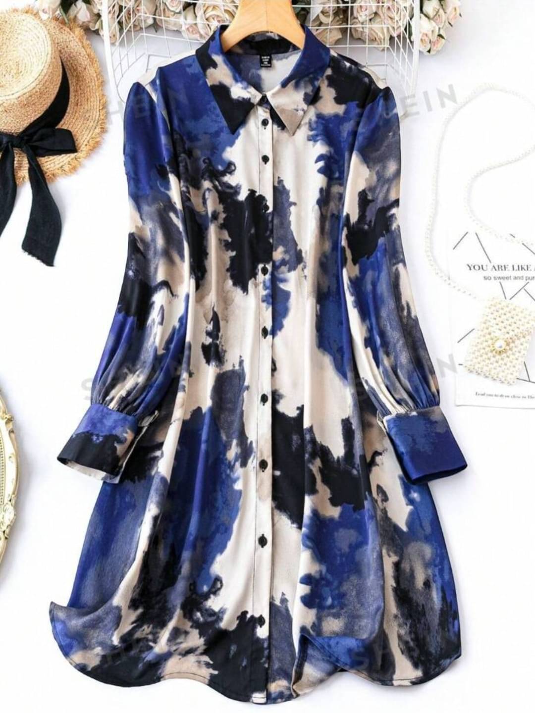     			gufrina Women Rayon Printed Fit & Flare Dress ( Blue )