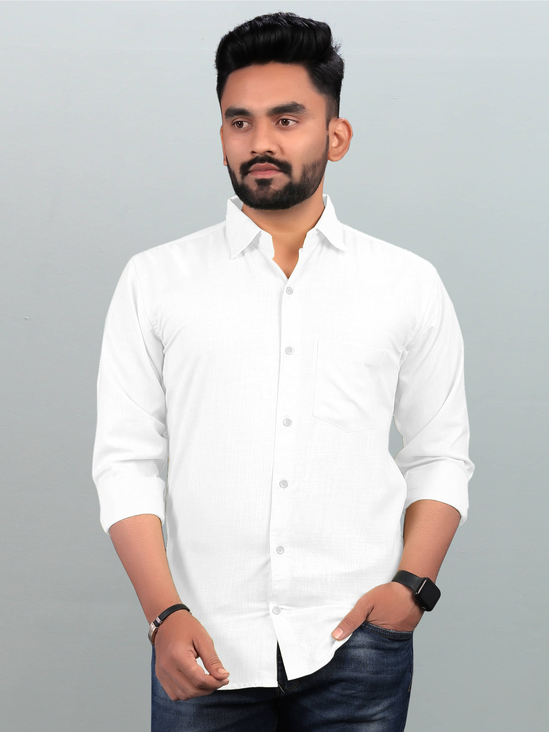 BOUGHT FIRST Cotton Blend Regular Fit Full Sleeves Men's Formal Shirt - White ( Pack of 1 ) BOUGHT FIRST Cotton Blend Regular Fit Full Sleeves Men's Formal Shirt - White ( Pack of 1 )
