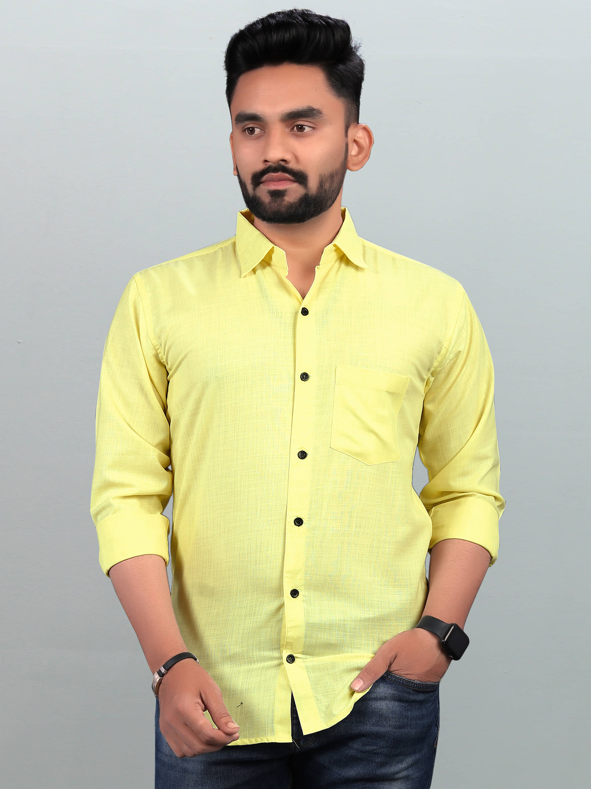 BOUGHT FIRST Cotton Blend Regular Fit Full Sleeves Men's Formal Shirt - Yellow ( Pack of 1 ) BOUGHT FIRST Cotton Blend Regular Fit Full Sleeves Men's Formal Shirt - Yellow ( Pack of 1 )