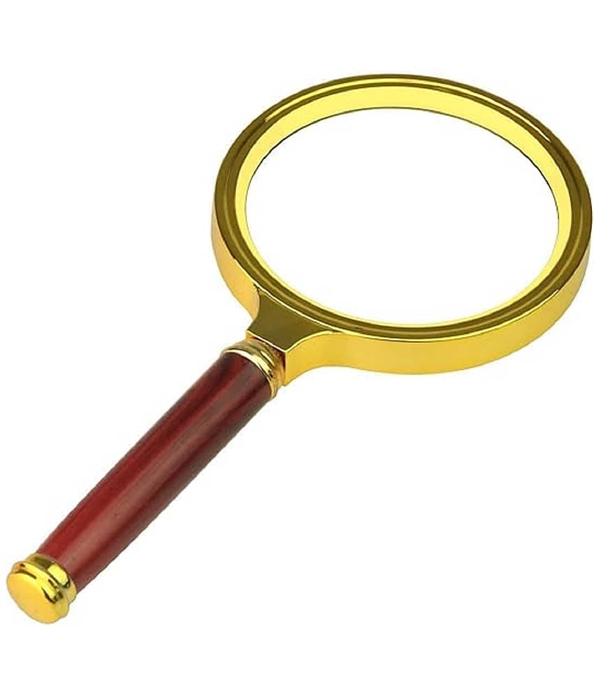 Double Glass 10X High Power Antique Handheld Magnifier Magnifying Glass for Reading, Soldering, jewelries, maps, Great for Gifting (10X, 100MM, Gold + Red) - Stationery | Buy online on ZillyBuy
