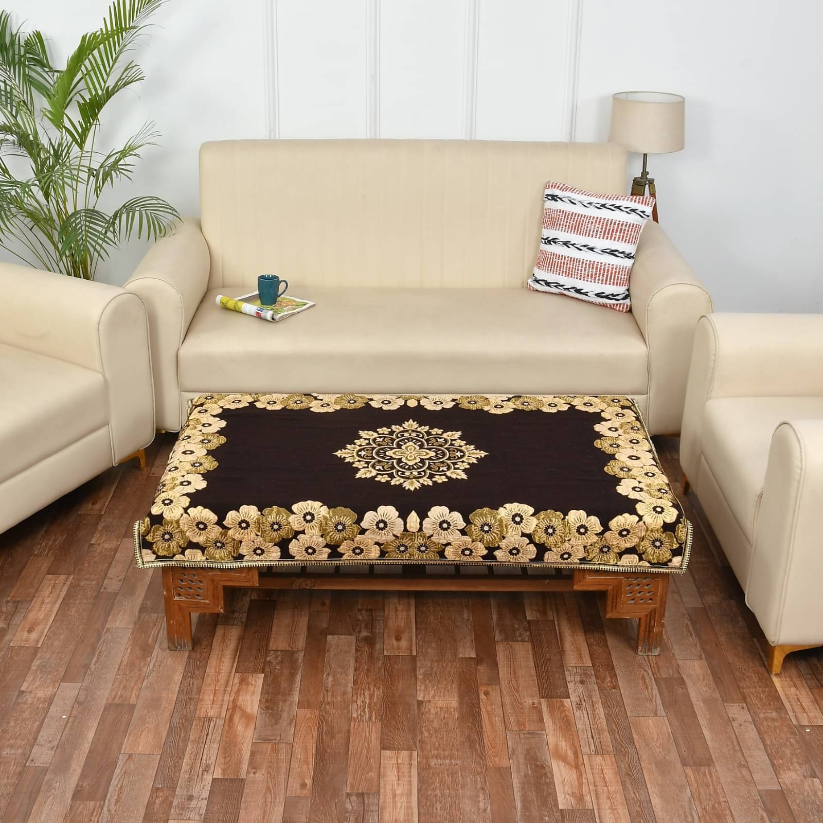    			GoCose Home Printed Cotton 4 Seater Rectangle Table Cover ( 101 x 152 ) cm Pack of 1 Black