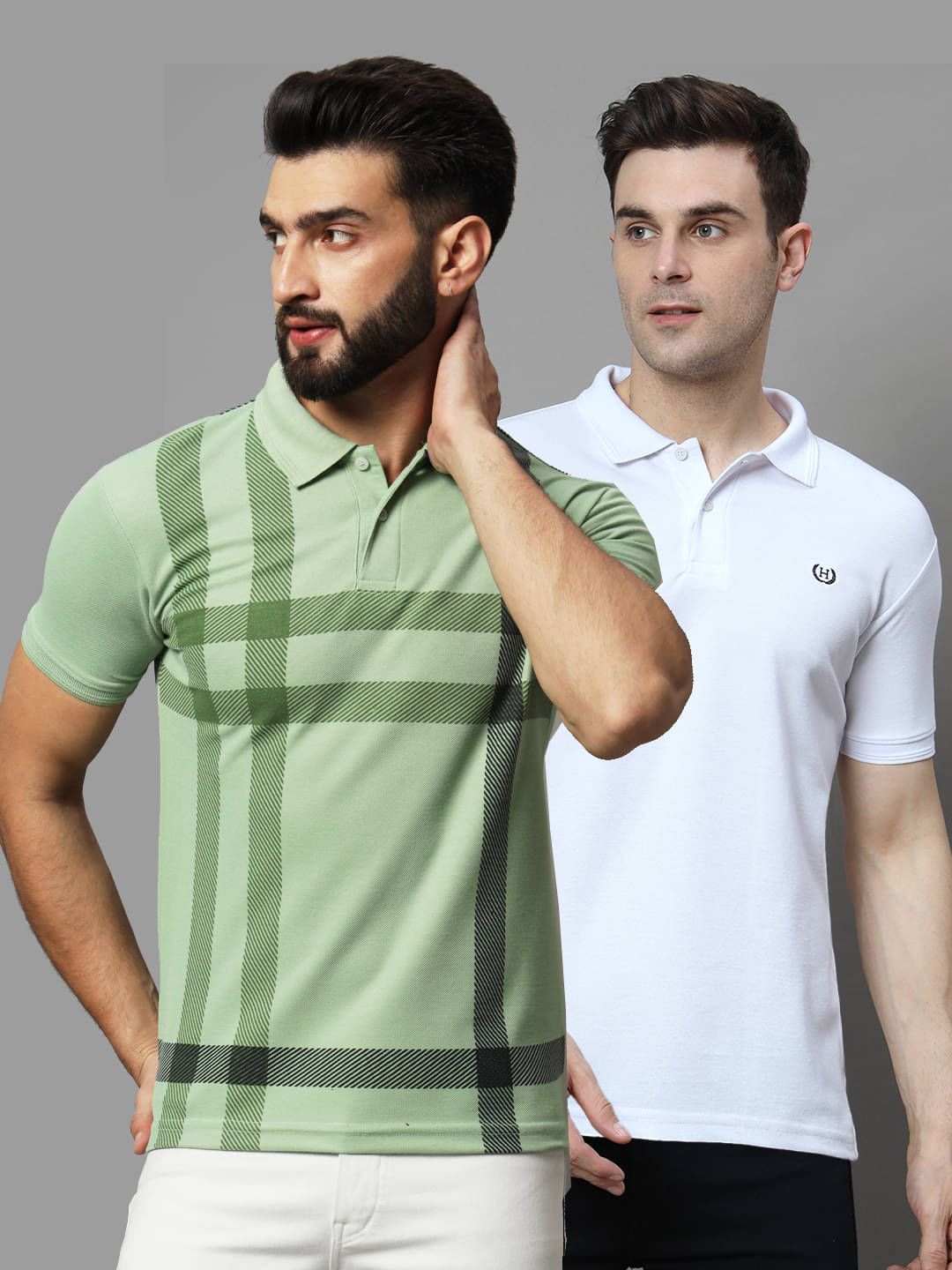 Hushbucks Pack of 2 Cotton Blend Regular Fit Solid Half Sleeves Men's Polo T Shirt ( Sea Green ) Hushbucks Pack of 2 Cotton Blend Regular Fit Solid Half Sleeves Men's Polo T Shirt ( Sea Green )