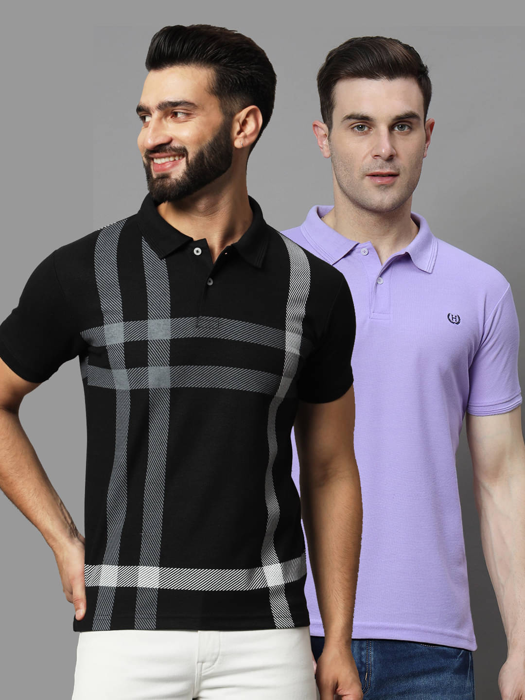 Hushbucks Pack of 2 Cotton Blend Regular Fit Solid Half Sleeves Men's Polo T Shirt ( Black ) Hushbucks Pack of 2 Cotton Blend Regular Fit Solid Half Sleeves Men's Polo T Shirt ( Black )