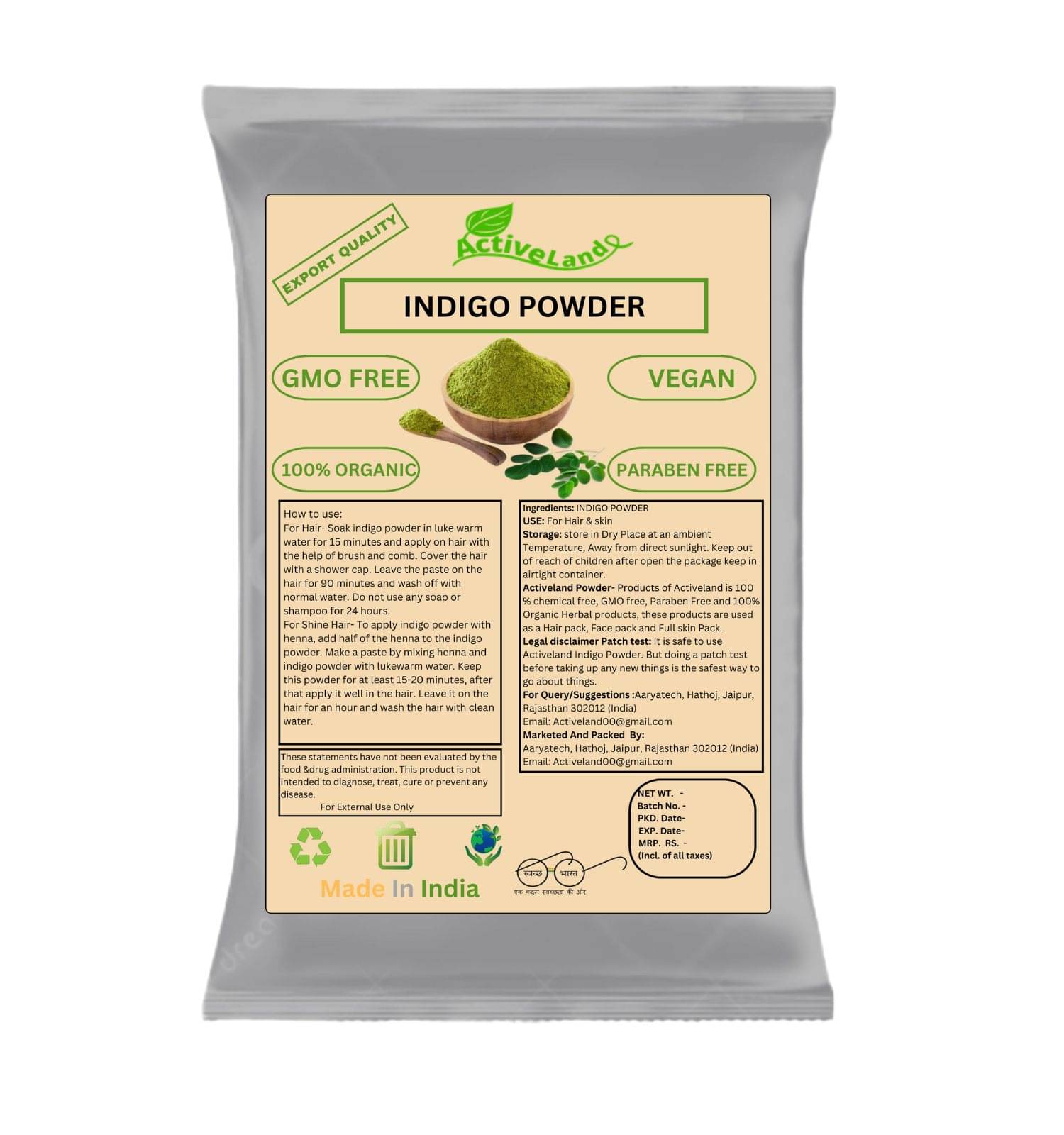     			Indigo Powder for black hair | Pure and Natural  (400 g)