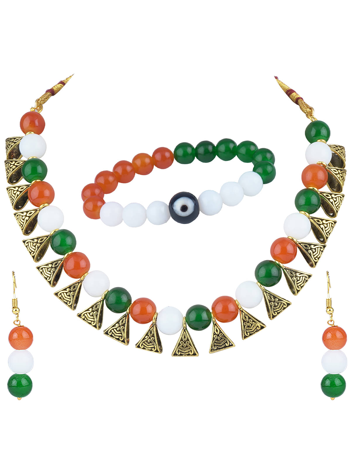     			JFL - Jewellery For Less Multi Color Brass Necklace Set ( Pack of 1 )