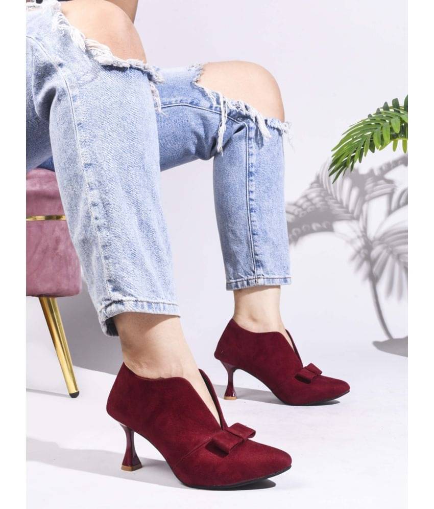 JM Looks Maroon Women's Mules Heels JM Looks Maroon Women's Mules Heels