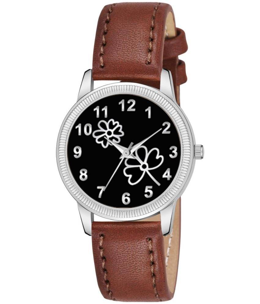     			KIARVI GALLERY Brown Leather Analog Womens Watch
