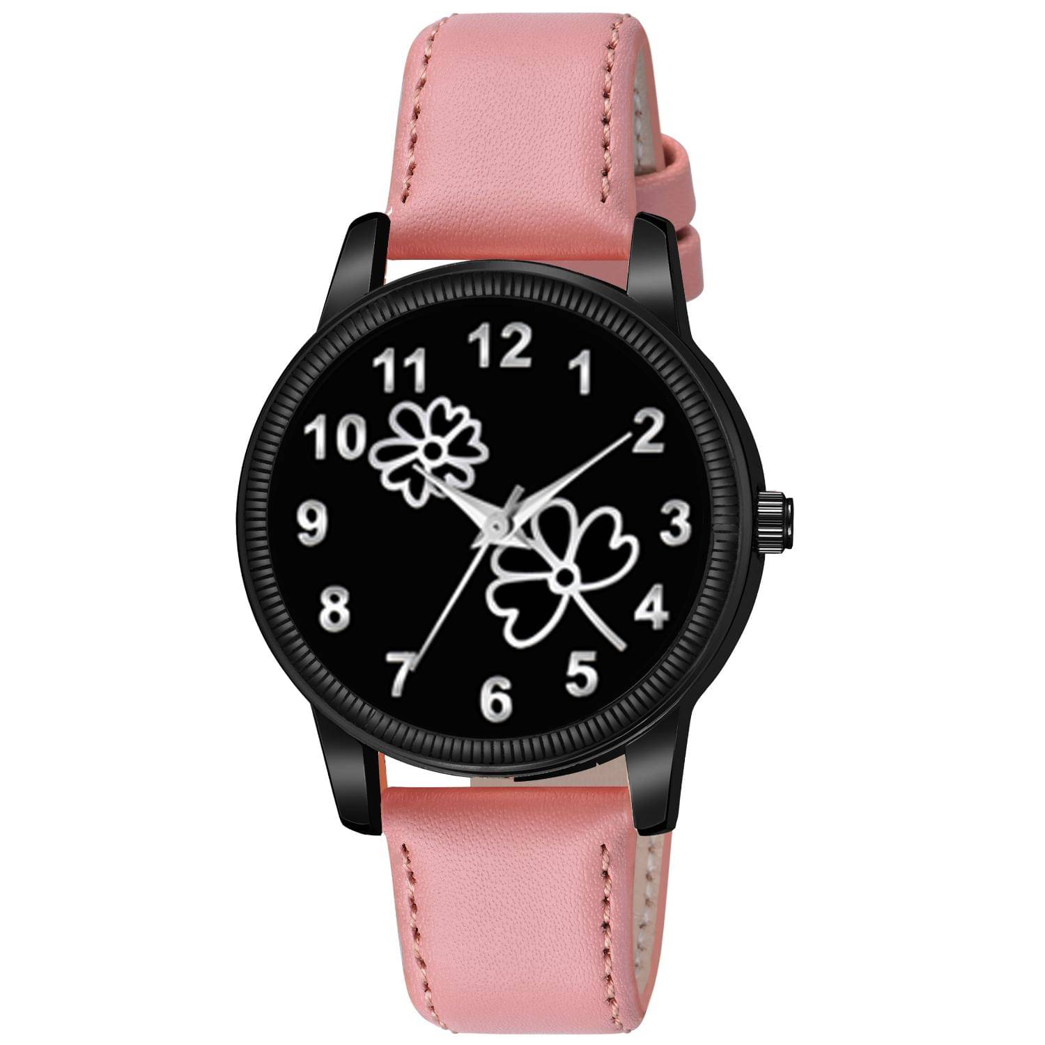     			KIARVI GALLERY Peach Leather Analog Womens Watch
