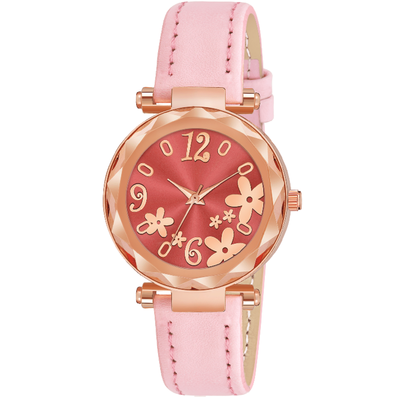     			KIARVI GALLERY Pink Leather Analog Womens Watch
