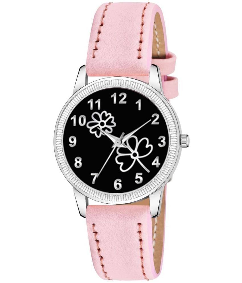    			KIARVI GALLERY Pink Leather Analog Womens Watch