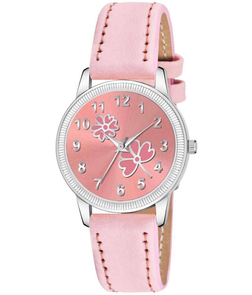     			KIARVI GALLERY Pink Leather Analog Womens Watch