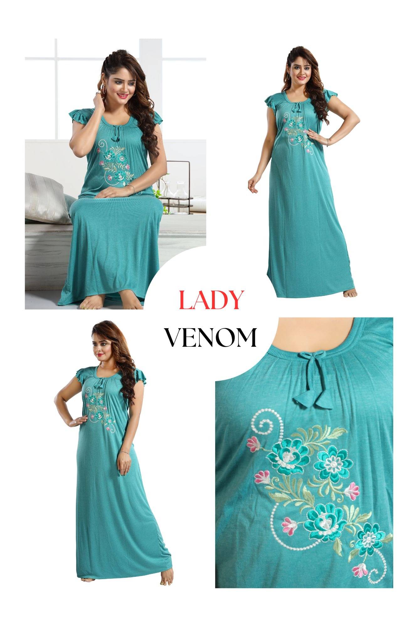     			Ladyvenom Green Hosiery Women's Nightwear Nighty & Night Gowns ( Pack of 1 )