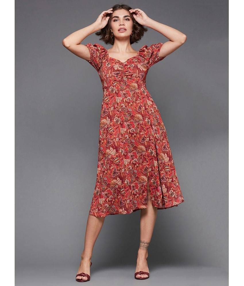     			Miss Chase Women Georgette Printed Side Slit Dress ( Multi Color )