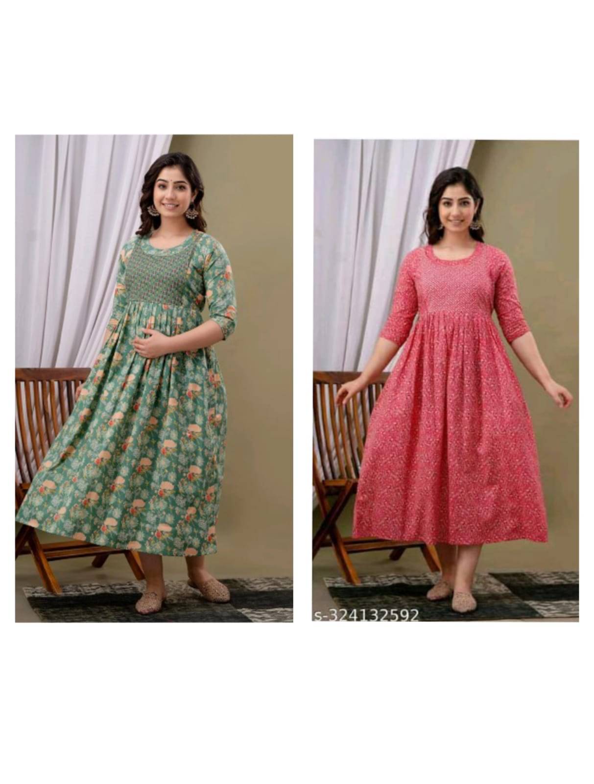     			Nevisha Style Multi Color Cotton Maternity Kurta Pack of 2
