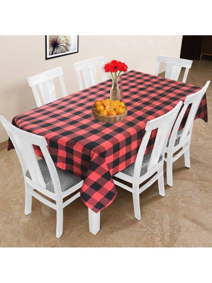 Oasis Hometex Checks Cotton 6 Seater Rectangle Table Cover ( 178 x 152 ) cm Pack of 1 Red Oasis Hometex Checks Cotton 6 Seater Rectangle Table Cover ( 178 x 152 ) cm Pack of 1 Red