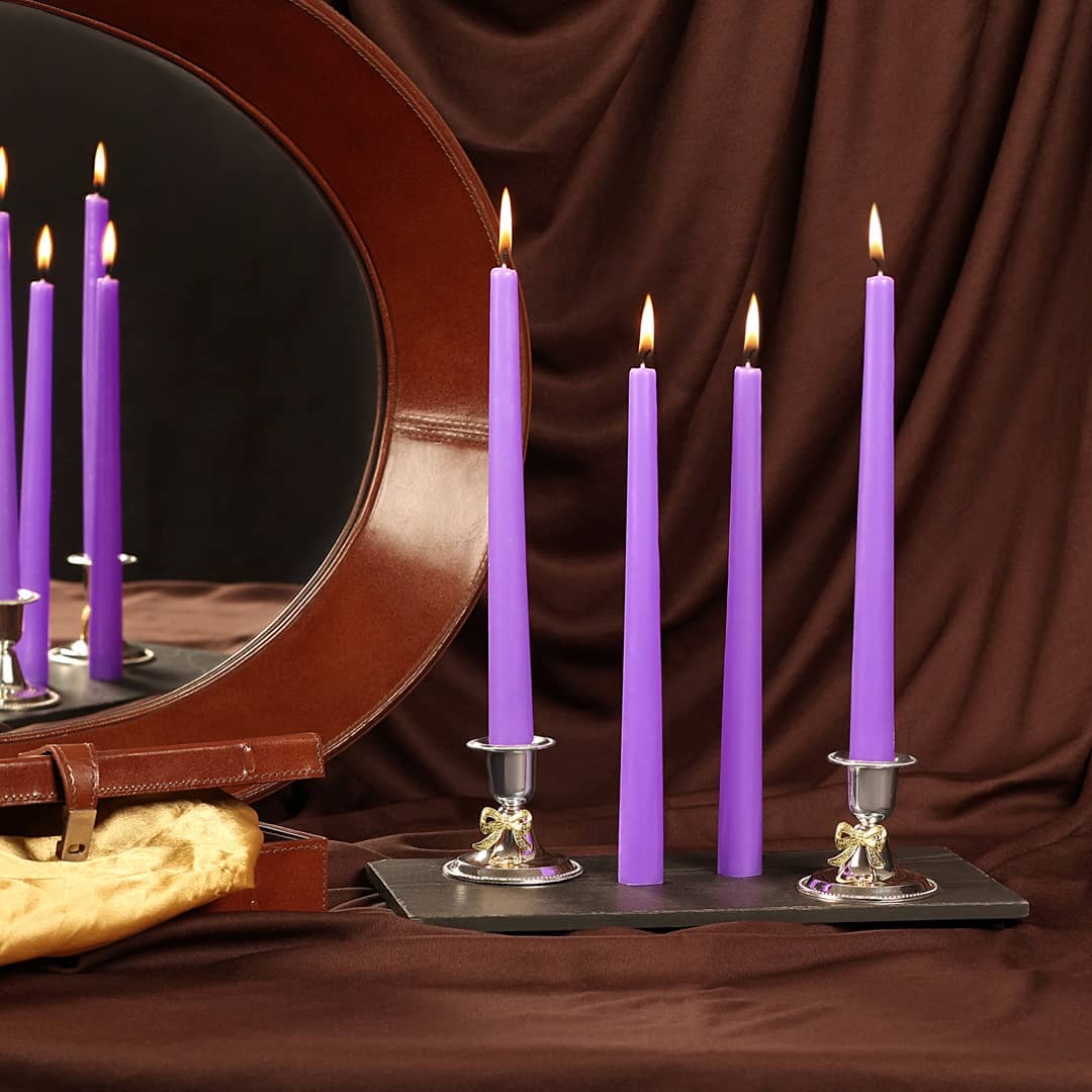 Parkash Candles Purple Unscented Pillar Candle 25.4 cm ( Pack of 4 )