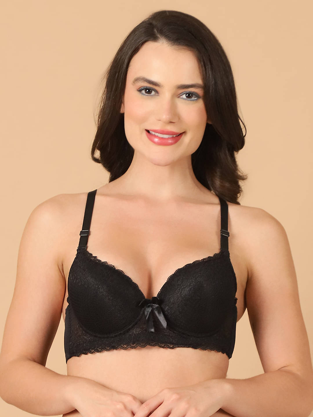 PrettyCat Lace Lightly Padded Women's T-Shirt Bra ( Black ) PrettyCat Lace Lightly Padded Women's T-Shirt Bra ( Black )