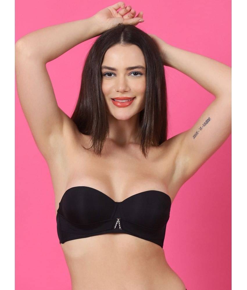 PrettyCat Polyester Lightly Padded Women's Balconette Bra ( Black ) PrettyCat Polyester Lightly Padded Women's Balconette Bra ( Black )