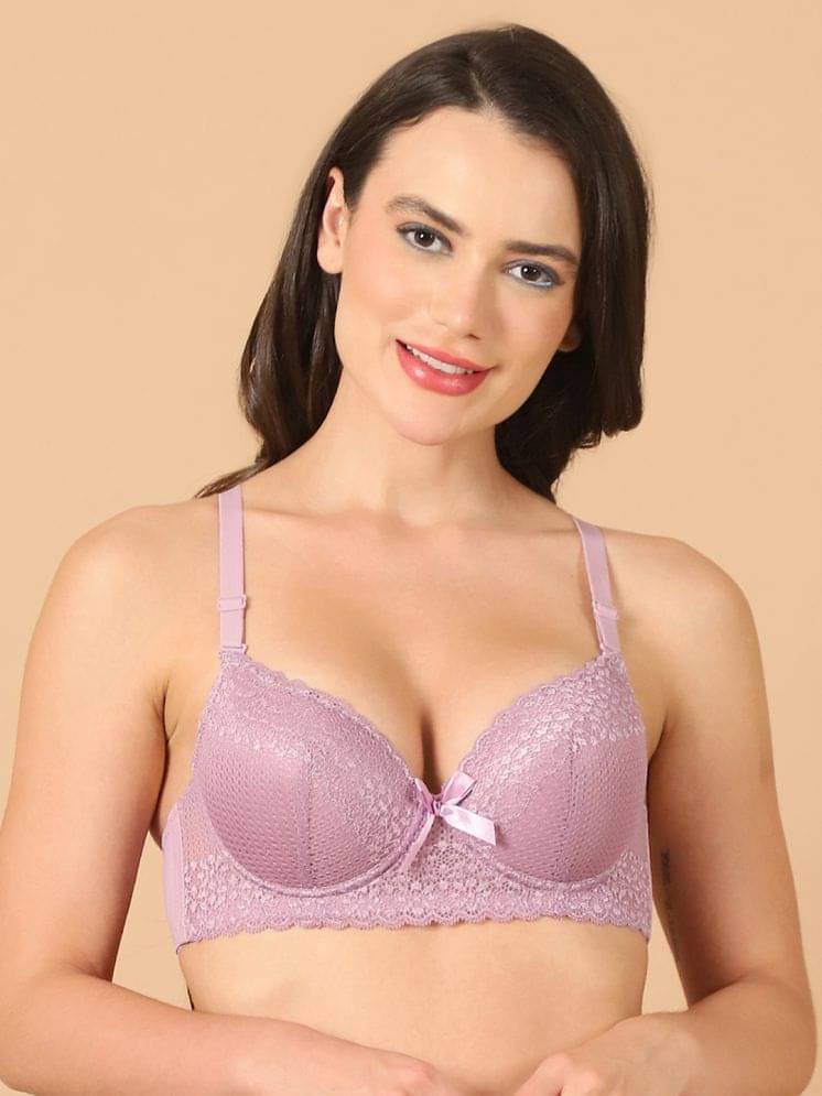 PrettyCat Lace Lightly Padded Women's T-Shirt Bra ( Mauve ) PrettyCat Lace Lightly Padded Women's T-Shirt Bra ( Mauve )
