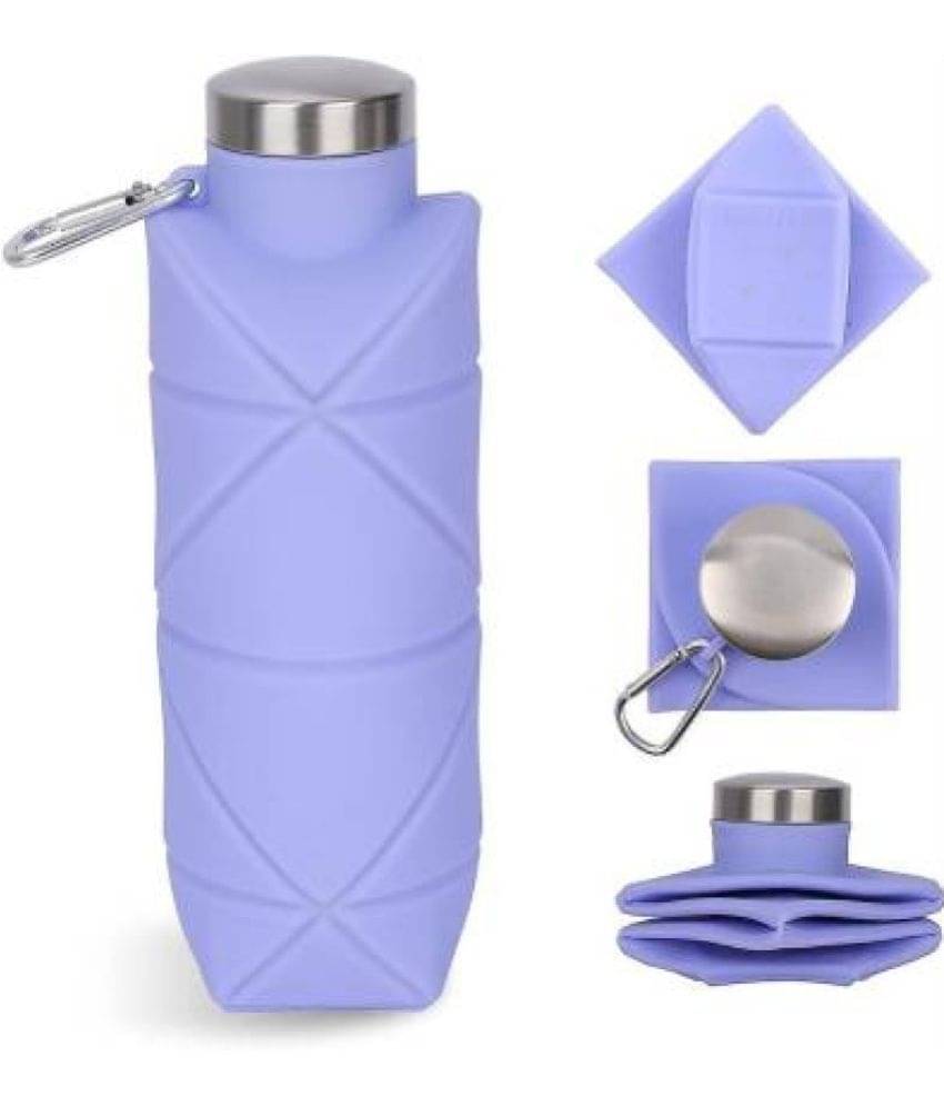     			Shopeleven Foldable Water Bottles for Travel, Gym Blue Silicone Water Bottle 700 mL ( Set of 1 )