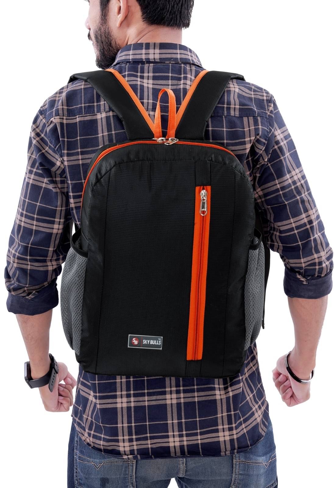     			Sky Bulls Black Fabric Backpack ( 30 Ltrs )