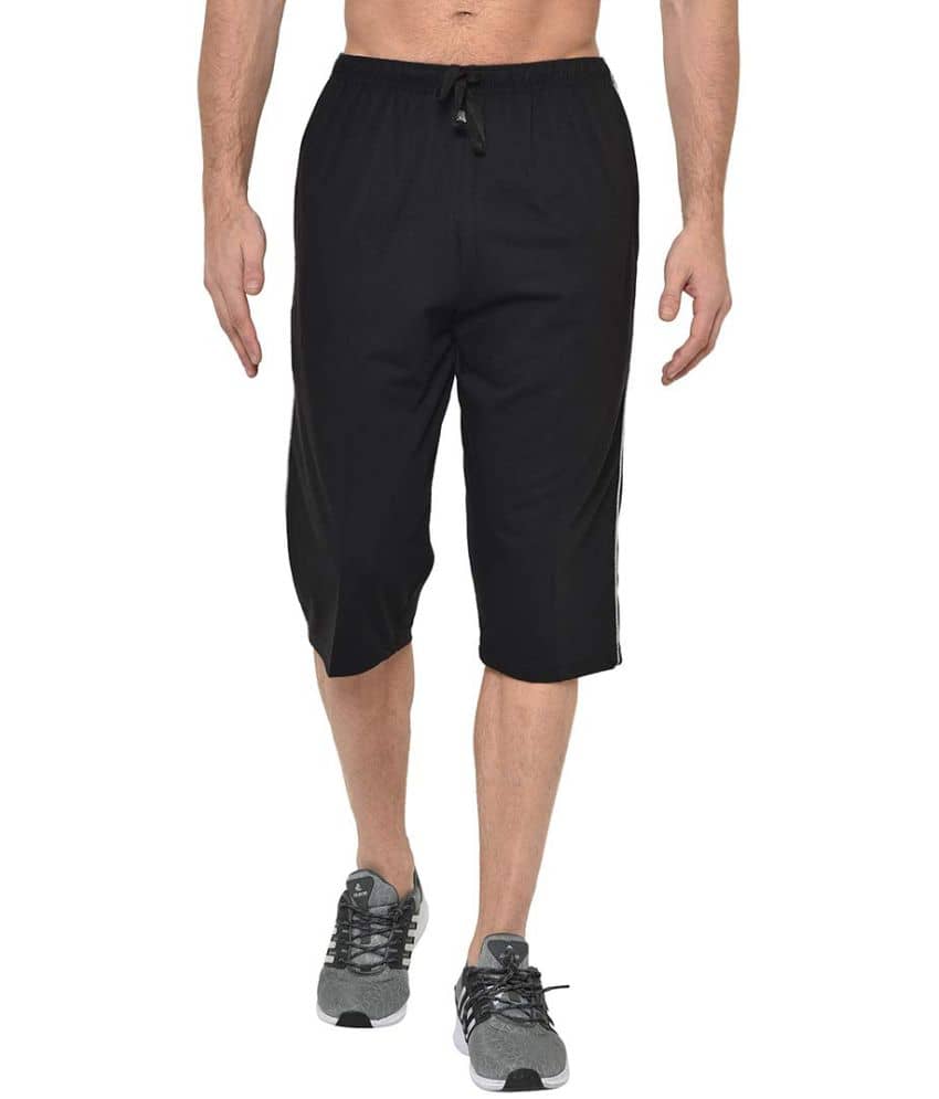 Stylcozy Black Cotton Blend Men's Three-Fourths ( Pack of 1 ) - Shorts | Buy online on ZillyBuy