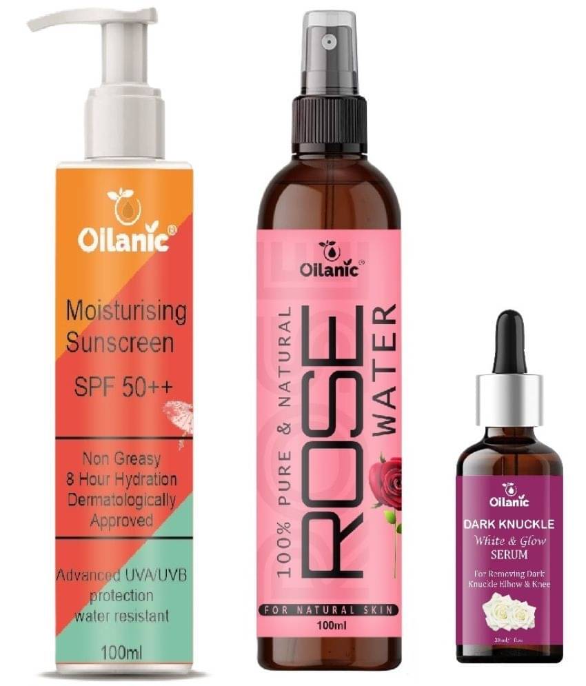 Sunscreen with SPF 50++ Lightweight 100ml, Rose water for Hyrated Skin 100ml & Dark Knuckle Serum for Whitening 30ml - Combo of 3 Items     			Sunscreen with SPF 50++ Lightweight 100ml, Rose water for Hyrated Skin 100ml & Dark Knuckle Serum for Whitening 30ml - Combo of 3 Items