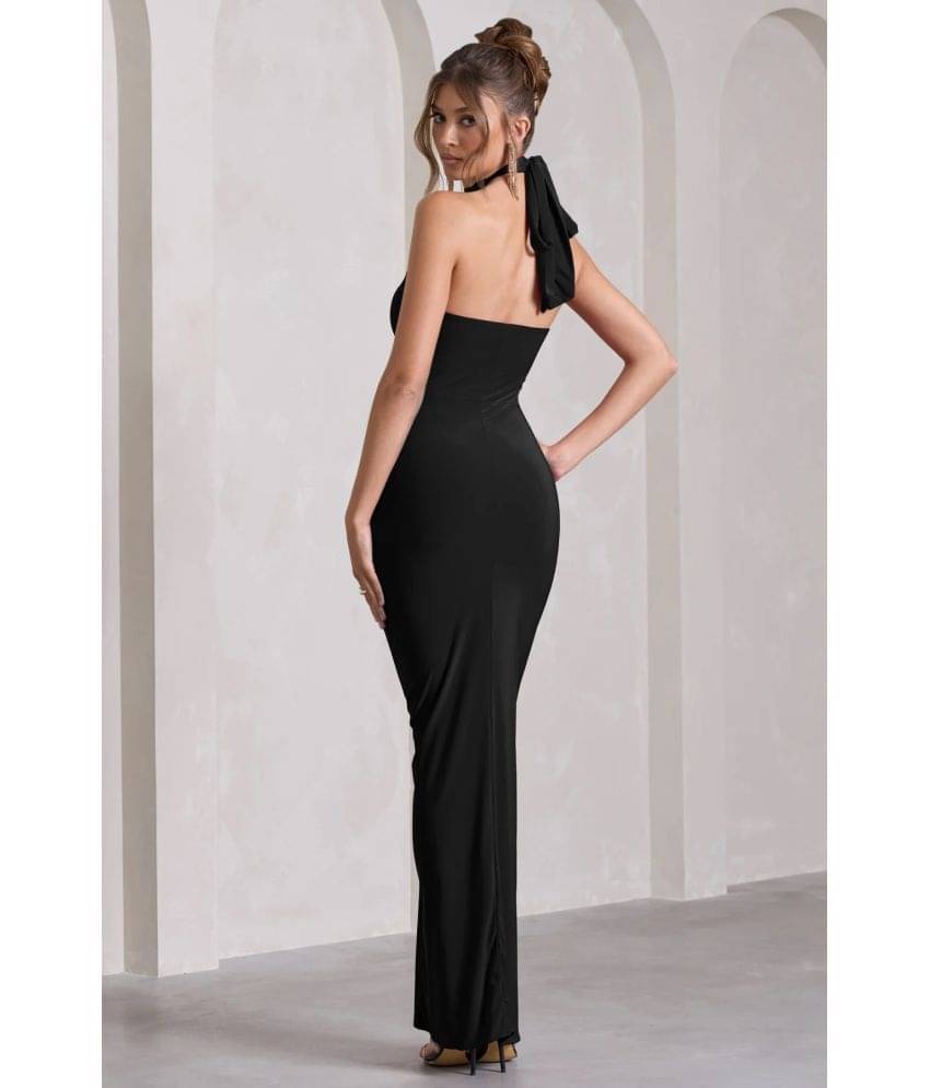     			Traquila Women Lycra Solid Bodycon Dress ( Black )