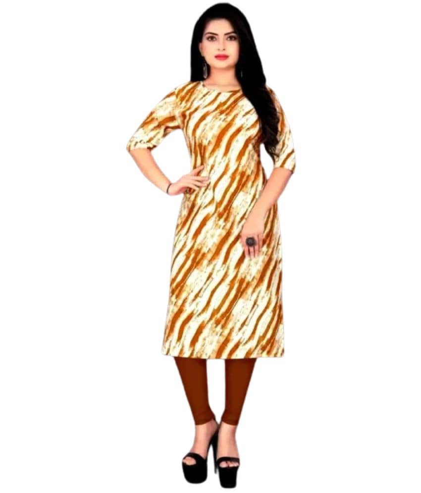 VACHHARAJ GROUP Crepe Printed Straight Women's Kurti - Yellow ( Pack of 1 ) - Kurtis, Tunics | Buy online on ZillyBuy