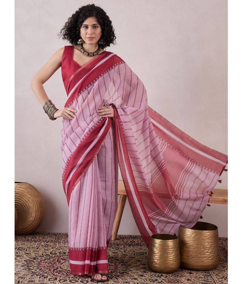 Vaamsi Linen Printed Saree With Unstitched Blouse Piece ( Red ) Vaamsi Linen Printed Saree With Unstitched Blouse Piece ( Red )