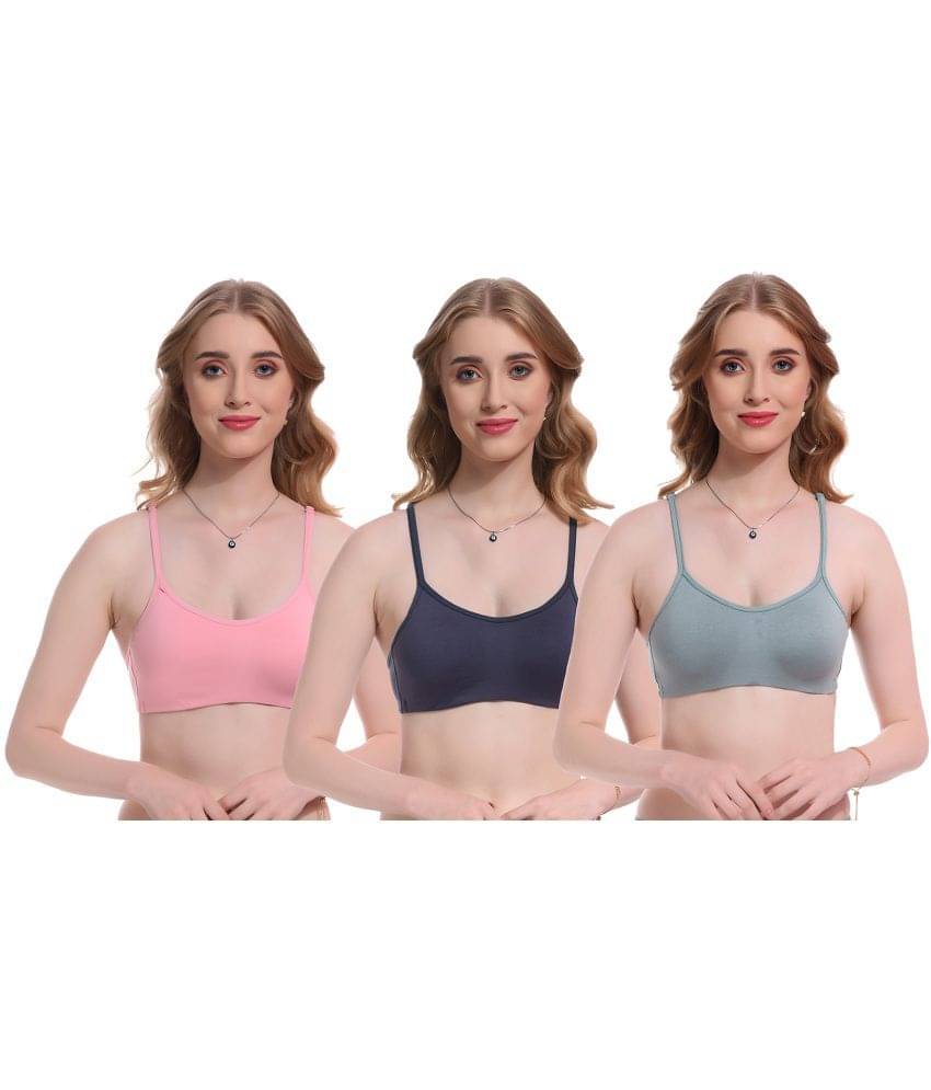     			Viral Girl Pack of 3 Lycra Non Padded Women's T-Shirt Bra ( Multicolor )