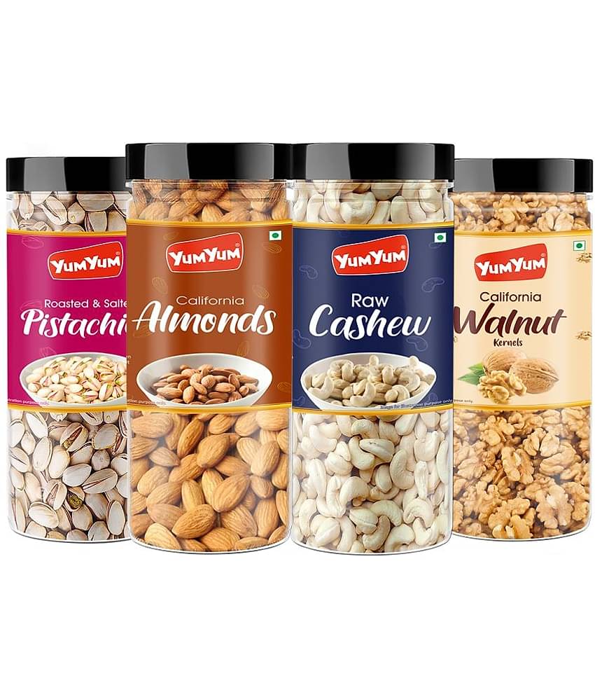 YUM YUM Dry Fruits Combo -Almonds, Cashews, Pistachios, Walnuts (4 x 250g) 1Kg