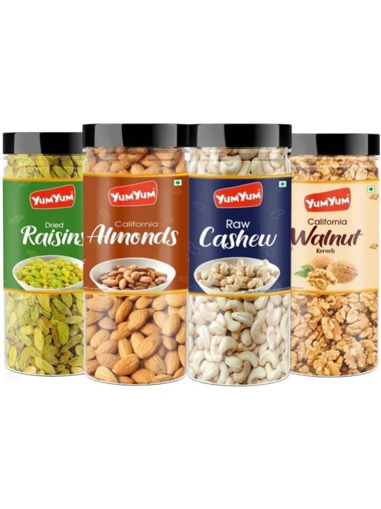 YUM YUM Dry fruits 600gm combo pack of Almonds, Cashews, Raisins, Walnuts (4 x 150 g) 600g YUM YUM Dry fruits 600gm combo pack of Almonds, Cashews, Raisins, Walnuts (4 x 150 g) 600g
