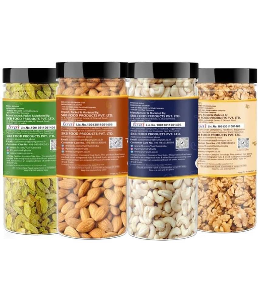 YUM YUM Dry fruits 600gm combo pack of Almonds, Cashews, Raisins, Walnuts (4 x 150 g) 600g