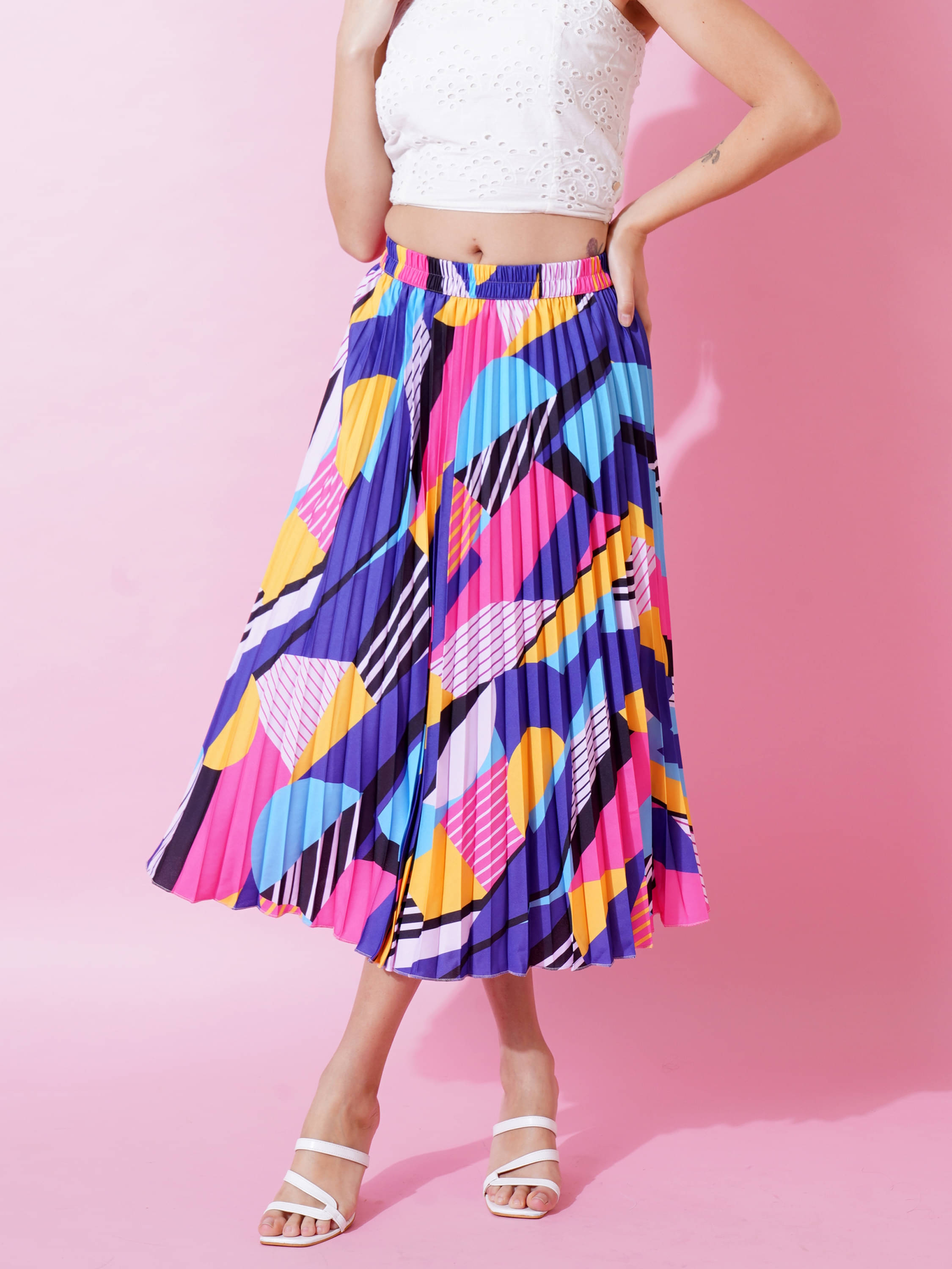 ZWERLON Blue Crepe Women's A-Line Skirt ( Pack of 1 ) ZWERLON Blue Crepe Women's A-Line Skirt ( Pack of 1 )