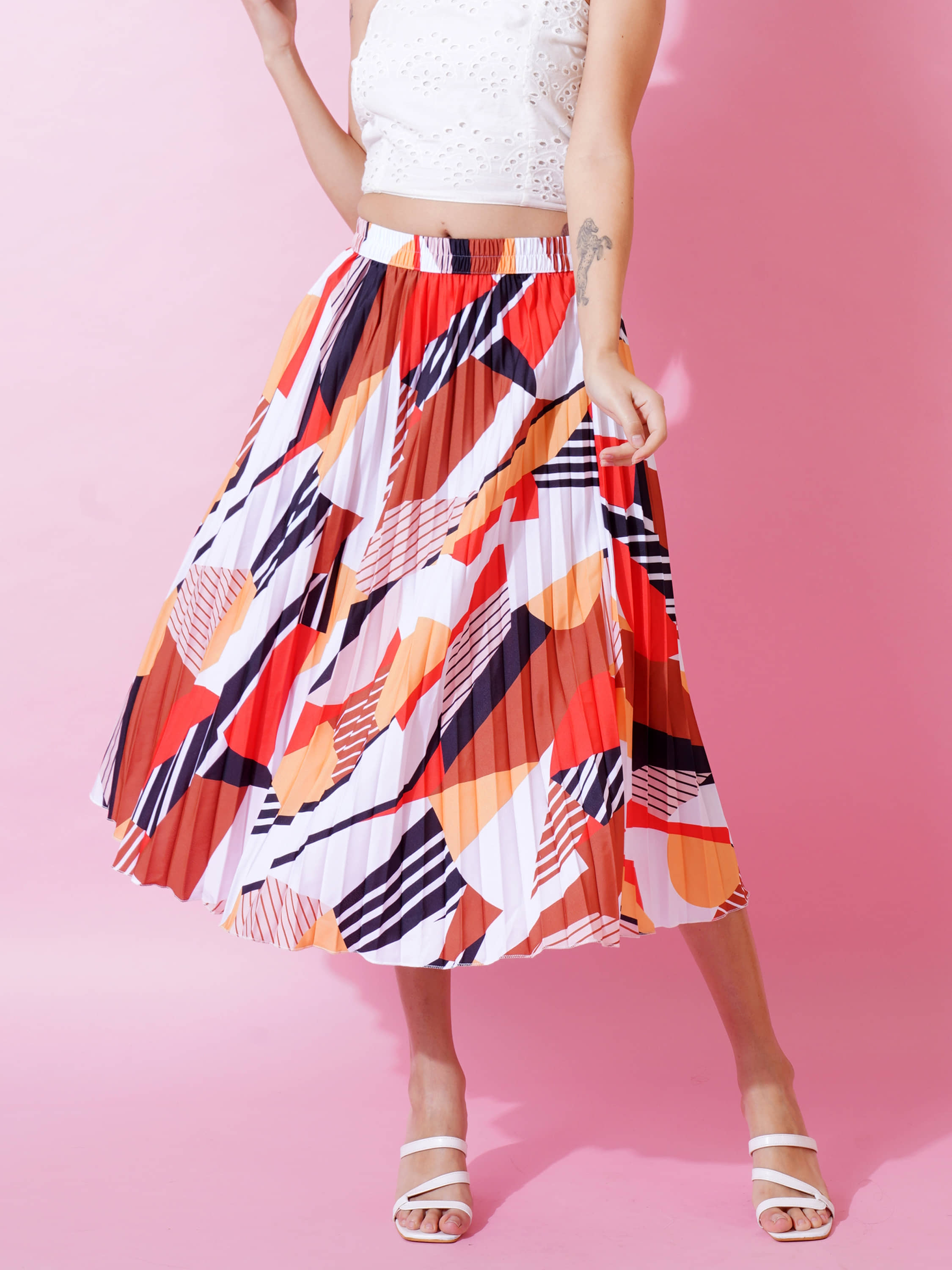 ZWERLON White Crepe Women's A-Line Skirt ( Pack of 1 )