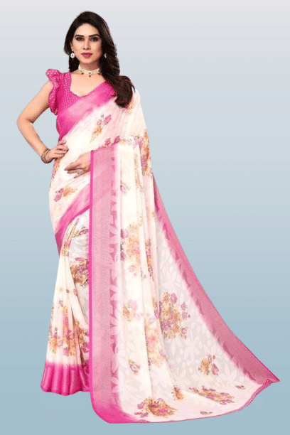 mahalaxmi fab Brasso Printed Saree With Unstitched Blouse Piece ( Fluorescent Pink ) mahalaxmi fab Brasso Printed Saree With Unstitched Blouse Piece ( Fluorescent Pink )