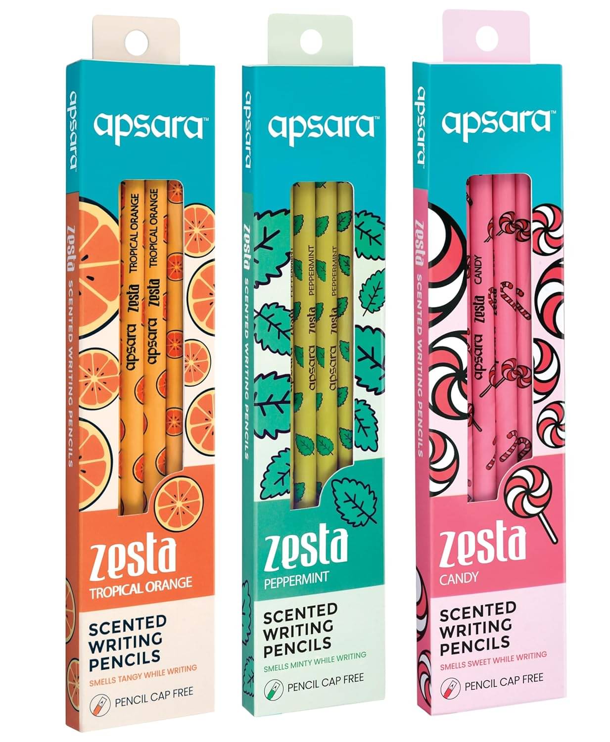    			Apsara Zesta Scented 6 Pencils Pack(Topical Orange, Candy, PepperMint) (9 Boxes)