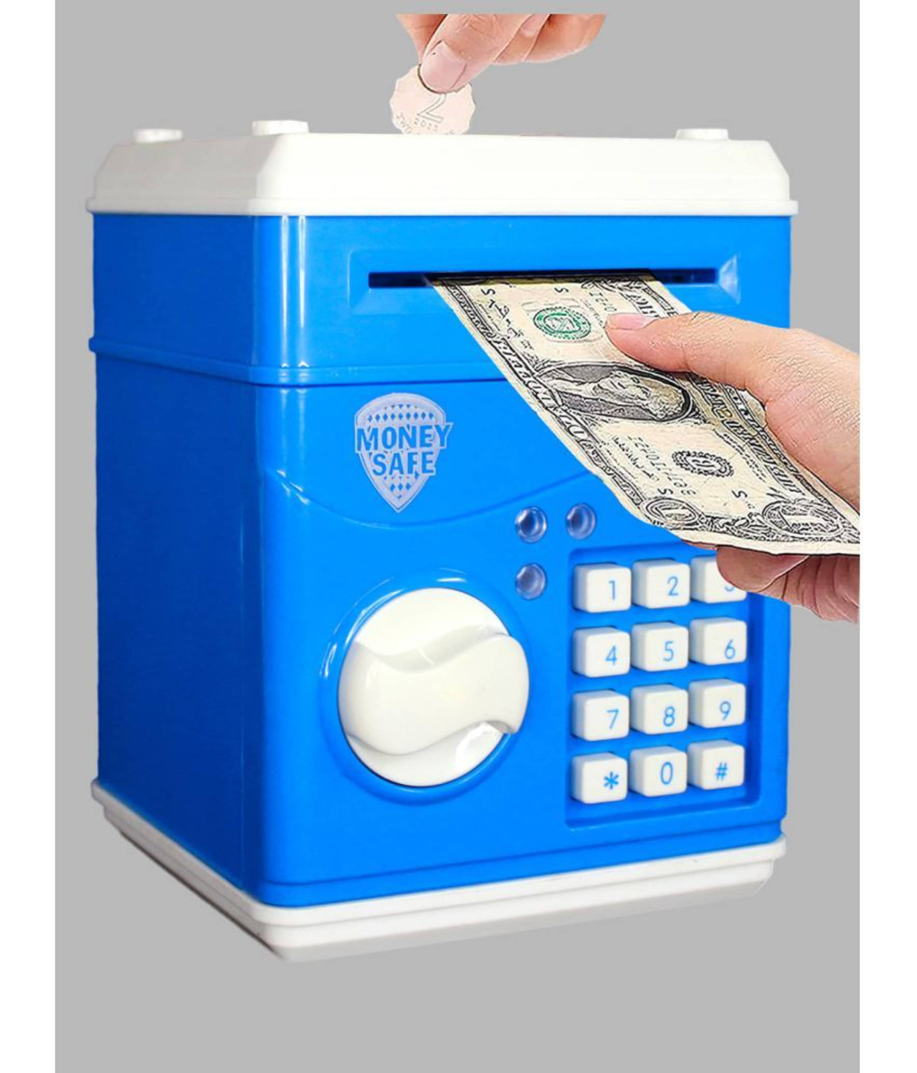 Blue Light And Sound ATM Bank / Money Safe Bank / ATM Machine /Money Safe Bank/ Coin Box for Kids Blue Light And Sound ATM Bank / Money Safe Bank / ATM Machine /Money Safe Bank/ Coin Box for Kids