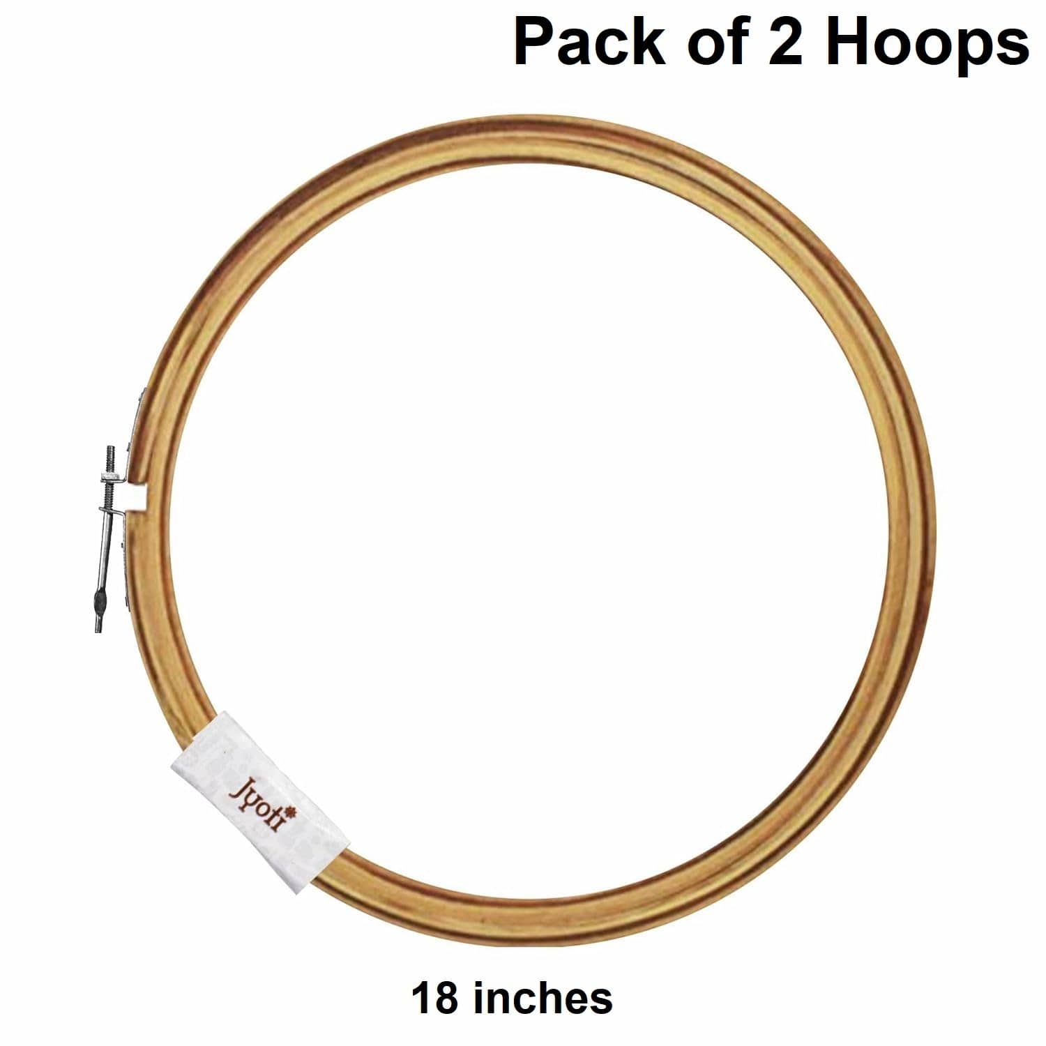 Jyoti Embroidery Hoop, Wooden Round Adjustable, (2 Pieces of 18 Inches with Steel Fitting), Easily Loosen/Tighten, Cross Stitch Hoop Ring for Sewing, Needlework, Craft Projects & Ornaments - Pack of 2 - Stationery | Buy online on ZillyBuy